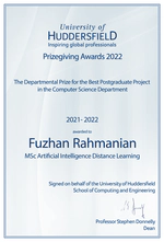 The Departmental Prize for the Best Postgraduate Project in the Computer Science Department